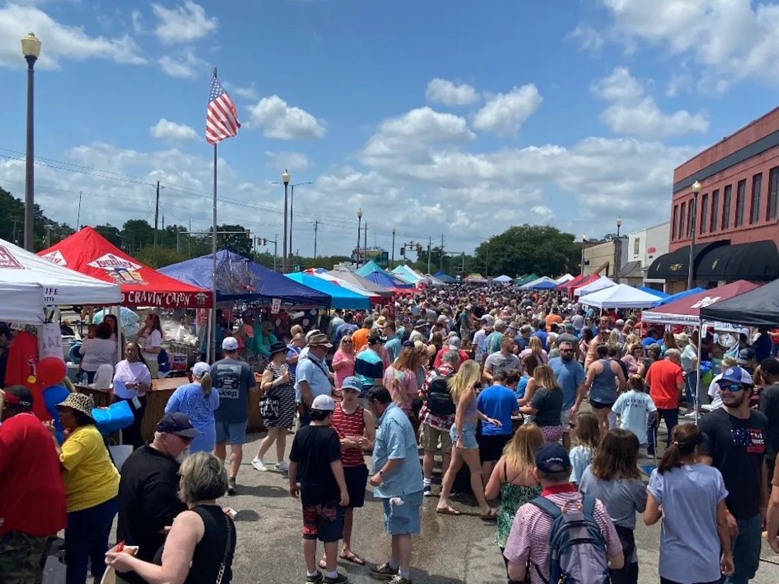 A crowded festival in downtown Laurel